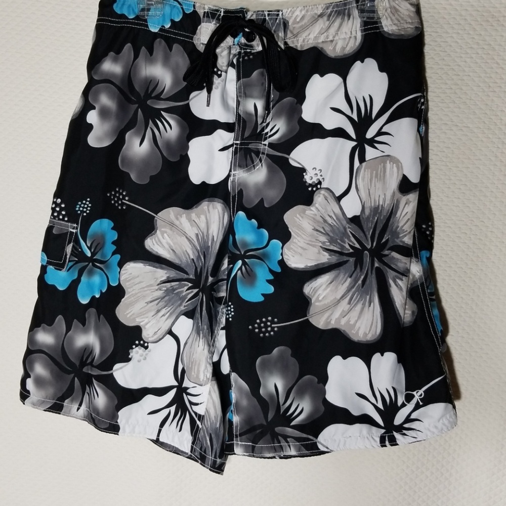 OP Men's Blue, White, and Black Swim Trunks Size M